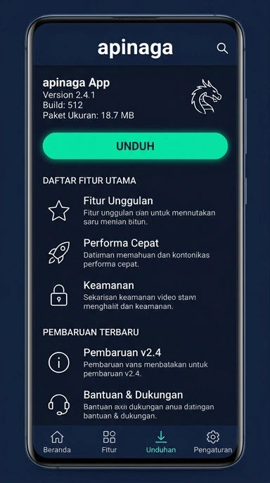 Tampilan halaman APK apinaga