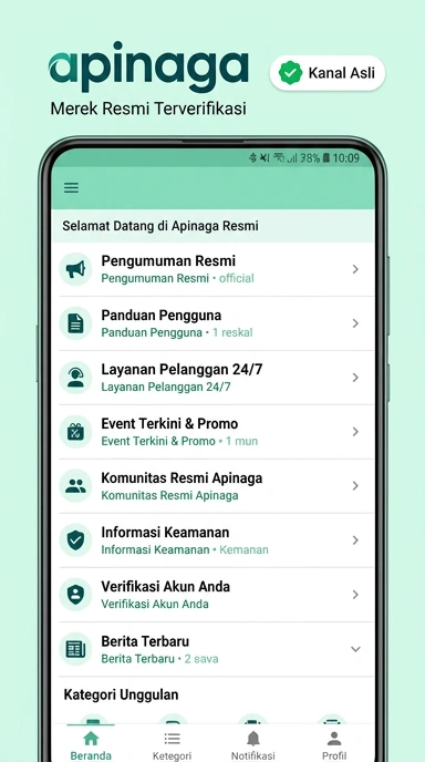 Tampilan kanal resmi apinaga