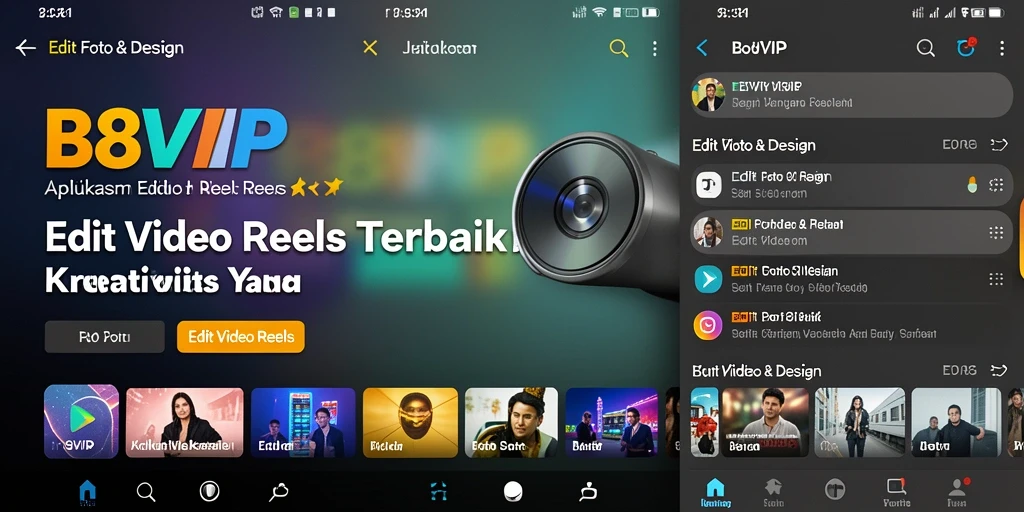 Tampilan antarmuka B8VIP untuk edit Video Reels yang modern dan intuitif.