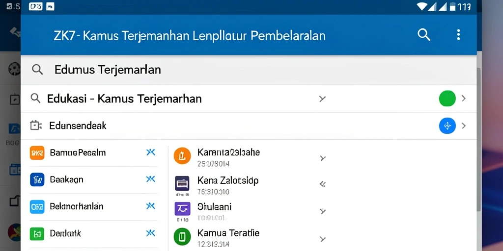 Antarmuka ZK7 yang intuitif untuk Kamus Terjemahan.